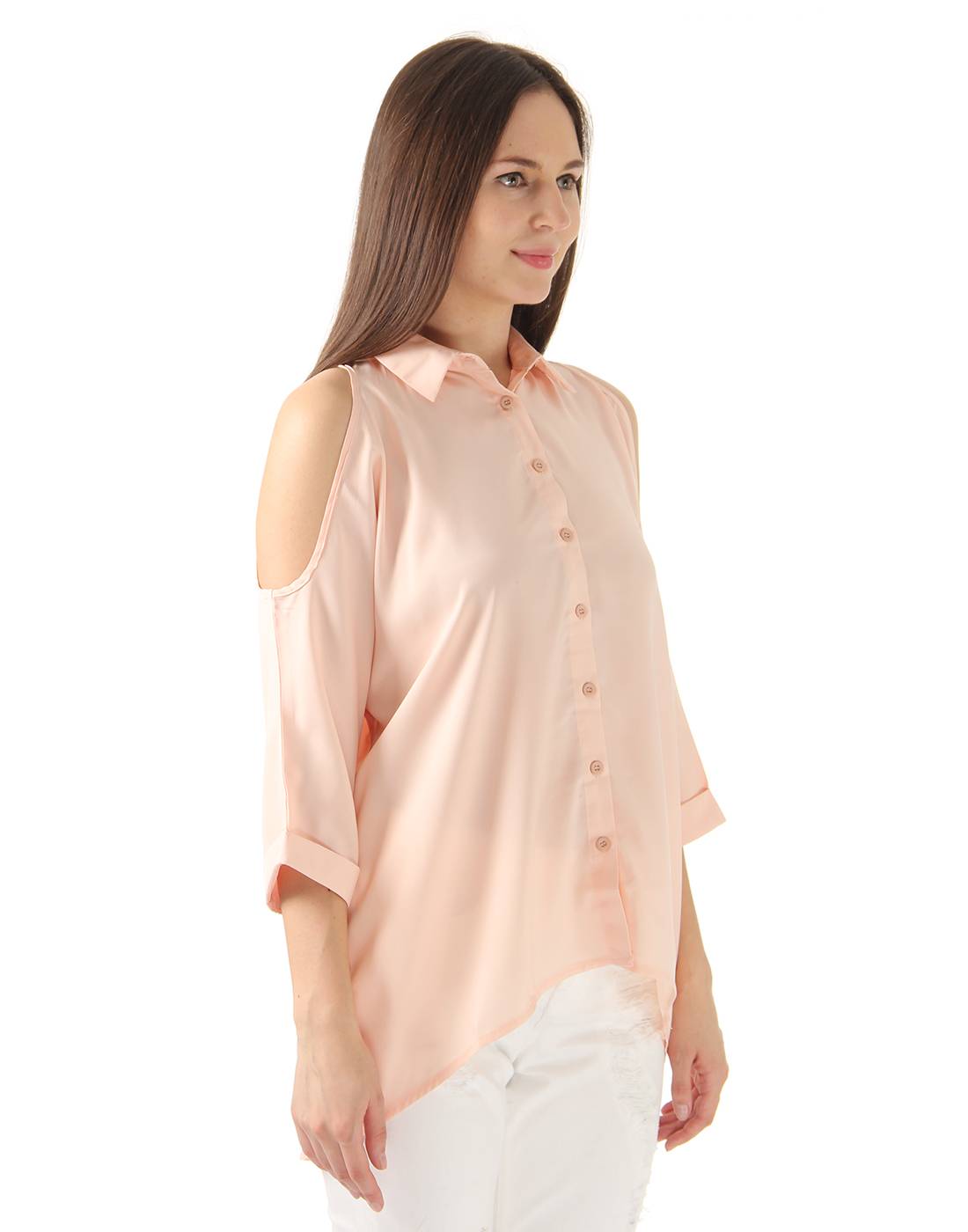 Ax Paris Women Casual Wear Peach Shirt